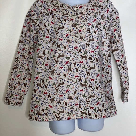 Lands end girl horse deer print blouse Sz 5 - Picture 1 of 3